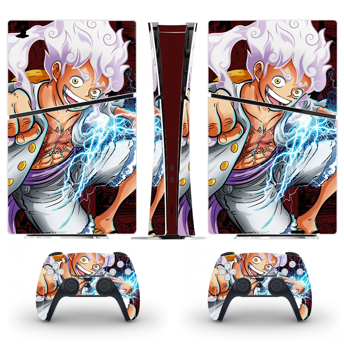 Anime Luffy Gear 5 New PS5 Slim Digital Skin Sticker Protector Decal Cover for Console Controller PS5 Slim Sticker Vinyl