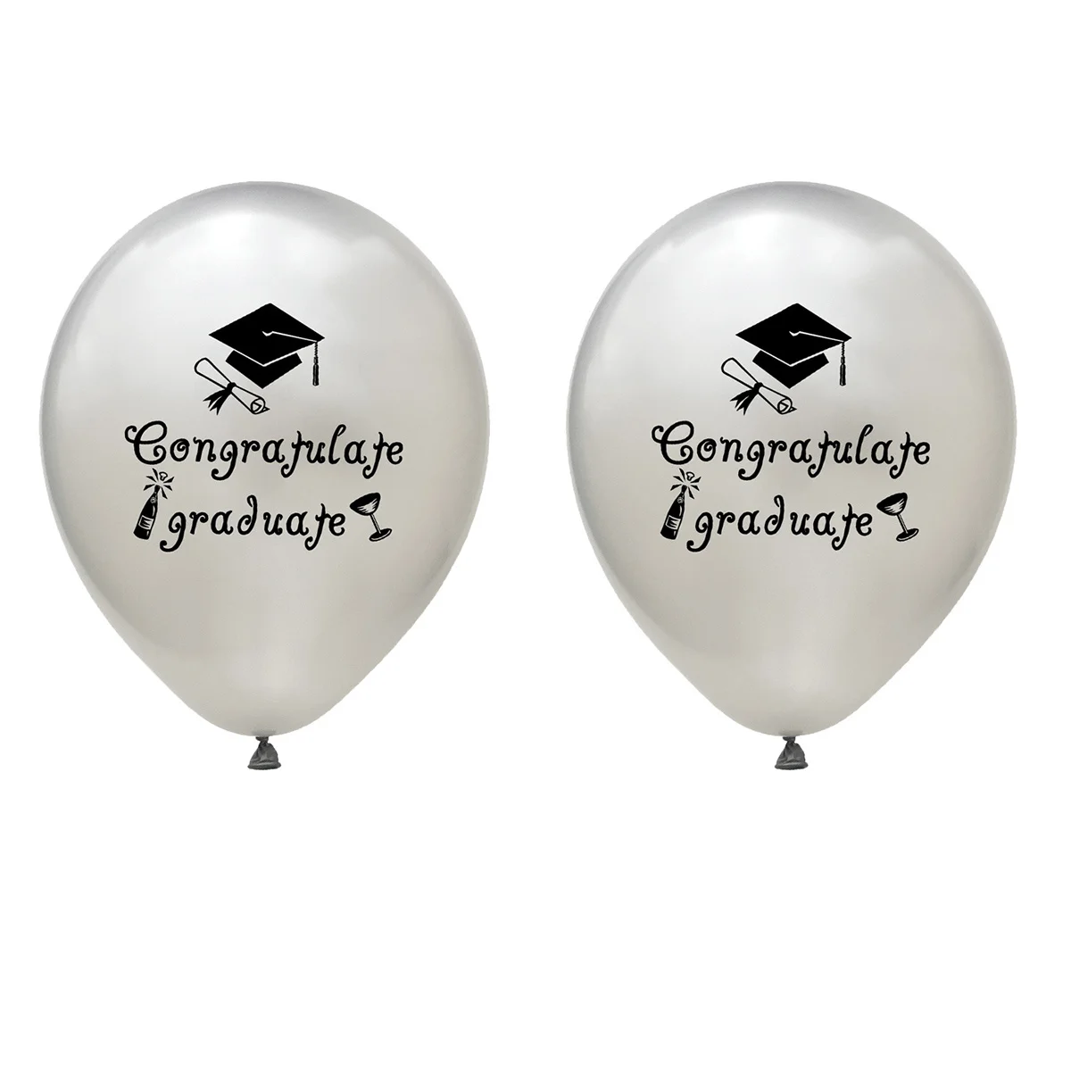 

20 pcs 12 Inch Graduation Latex Balloon Silver Letter Design Party Rubber Balloon For School University Celebration Decoration
