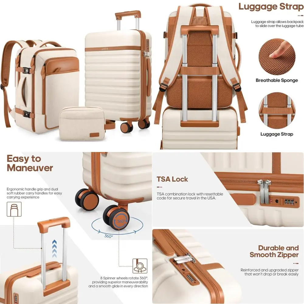 

Набор чемоданов из 3 предметов: 20-дюймовая ручная кладь с вращающимся колесом, твердый чемодан с замком TSA, прочный дорожный компаньон