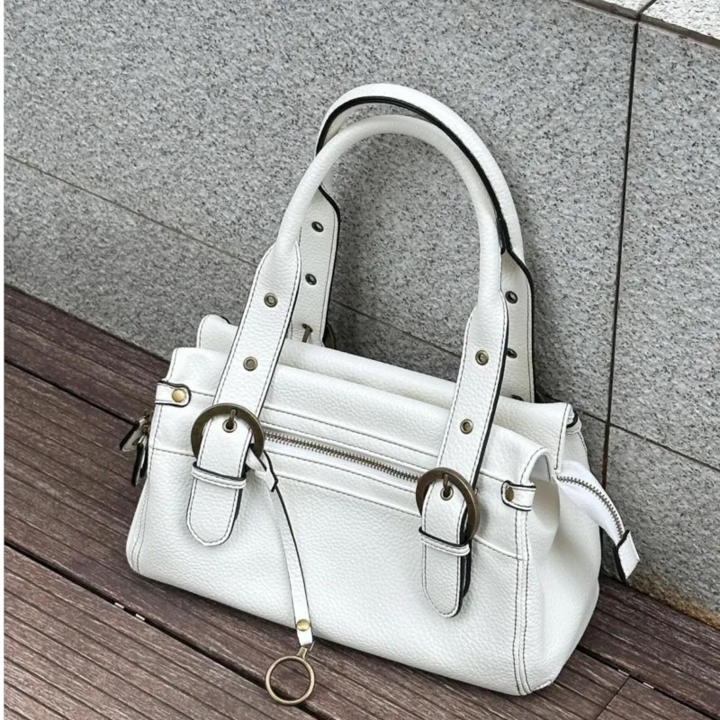 

Hot Girl White Leather Shoulder Bag Large Capacity Tote Bag Women Designer Luxury Bag Ladies Versatile Commuter Handbag Y2k 2025