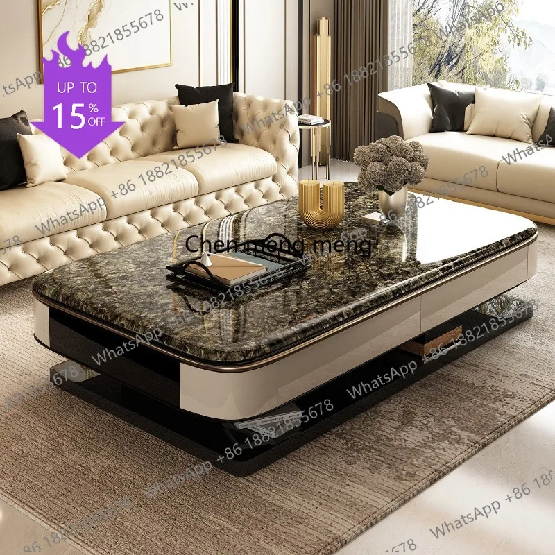 

Журнальный столик M45 из микрокристаллического камня для гостиной, новый дизайнерский двухъярусный чайный столик, элитный кофейный столик для дома