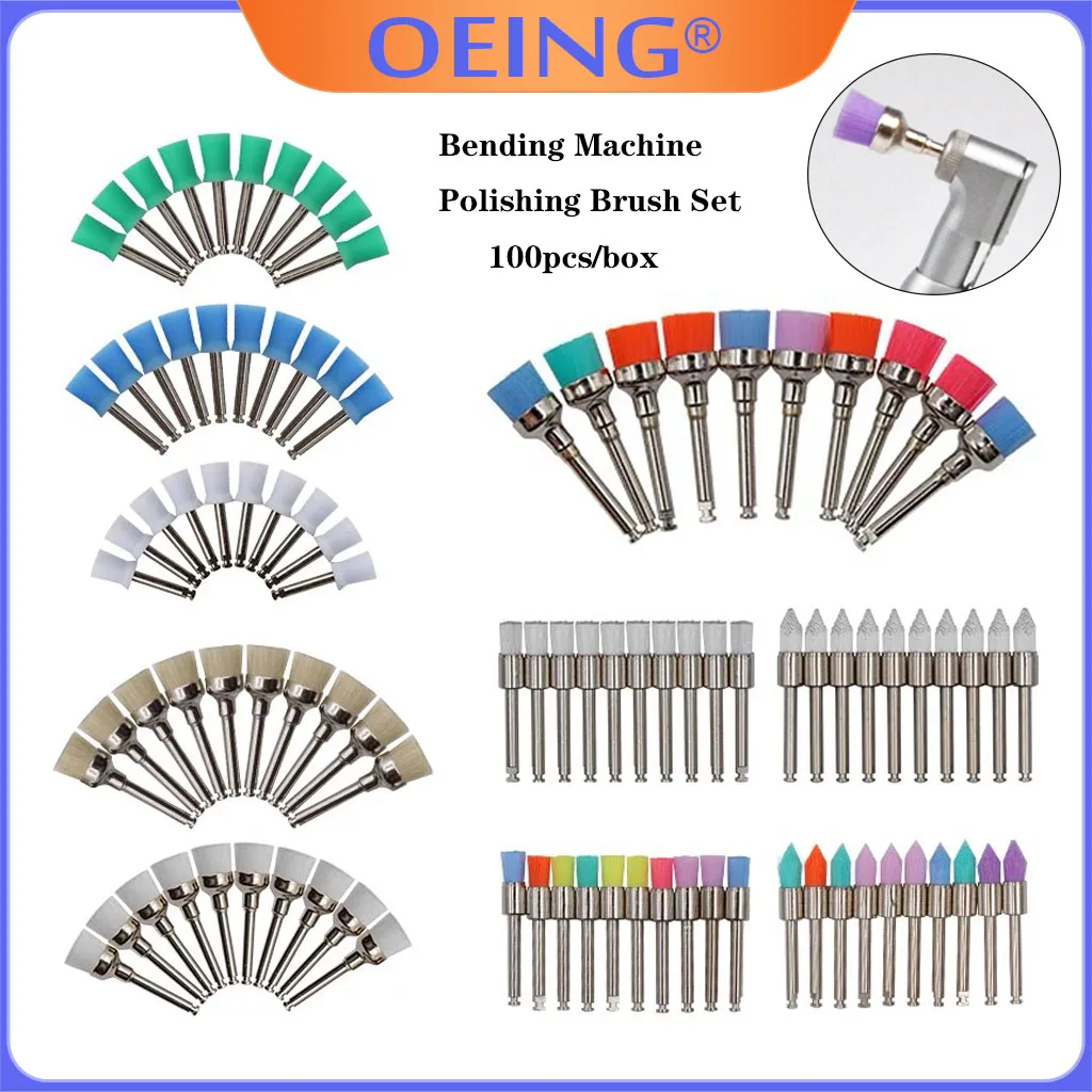 100Pcs/Set Disposable Dental Polishing Brush  Polisher Brushes Kits  Rubber Cup Nylon Bristle Teeth Whitening Dentist Lab Tools