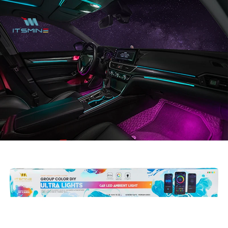 Hot selling：''CARDI'' K3S RGB 22 in 1 LED Ambient Light Strip for Car Interior Design with 12V Car Accessories Lighting Kit