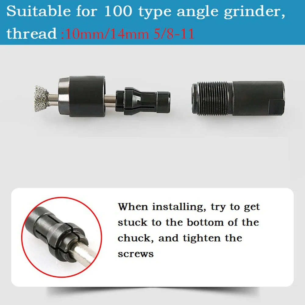 Adapter Enables Angle Grinder To Function As Straight Grinder With 3mm 6mm Collets And Support For 10mm 14mm Threads