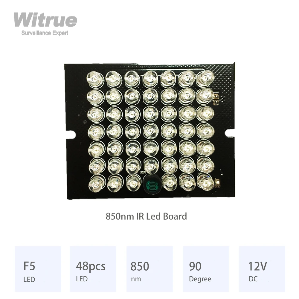 850nm 90 Degree CCTV Accessories Infrared Light 48 Grain IR LED Board for Surveillance Security Camera Night Vision