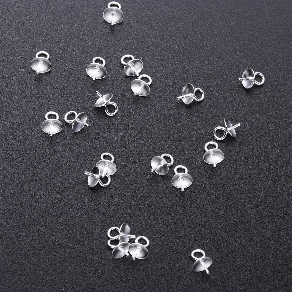 

20pcs 4Mm Cup Pearl Bail Pin Eye Pin Pendant Connector For Jewelry Making Silver Color Smooth Non-Fading Craft Accessories