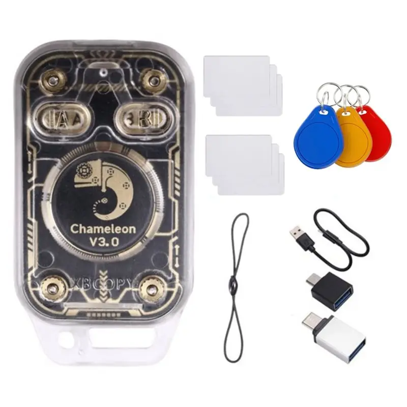 abzz-rfid-スマートチップリーダー-カメレオン-v30-125k-1356m-id-ic-タグコピー機-読み取り-書き込み-3xuid-キーホルダー-3xuid-カード-3xuid