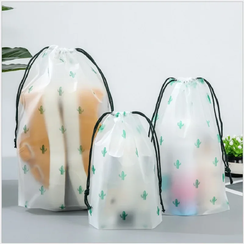 Travel Storage Bag Portable Shoe Storage Organizer Waterproof Transparent Plastic Storage Bag Drawstring Eco Bags Cosmetic Bags