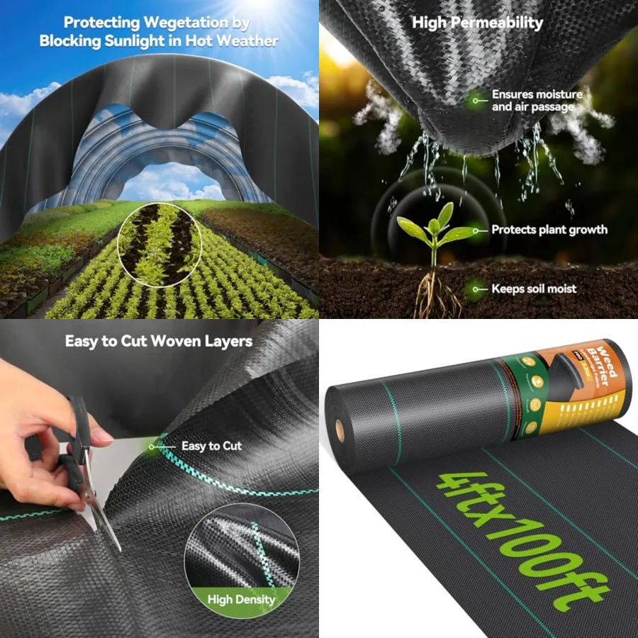 

Weed Barrier Landscape 3.2oz Fabric Heavy Duty, Woven Weed Control Cloth, Woven Geotextile Fabric for Underlayment, Gardening G