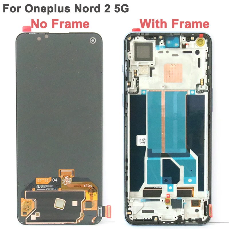 Tested 6.43 Inches AMOLED Display For OnePlus Nord 2 5G LCD Touch Screen Digitizer Assembly DN2101, DN2103 Model