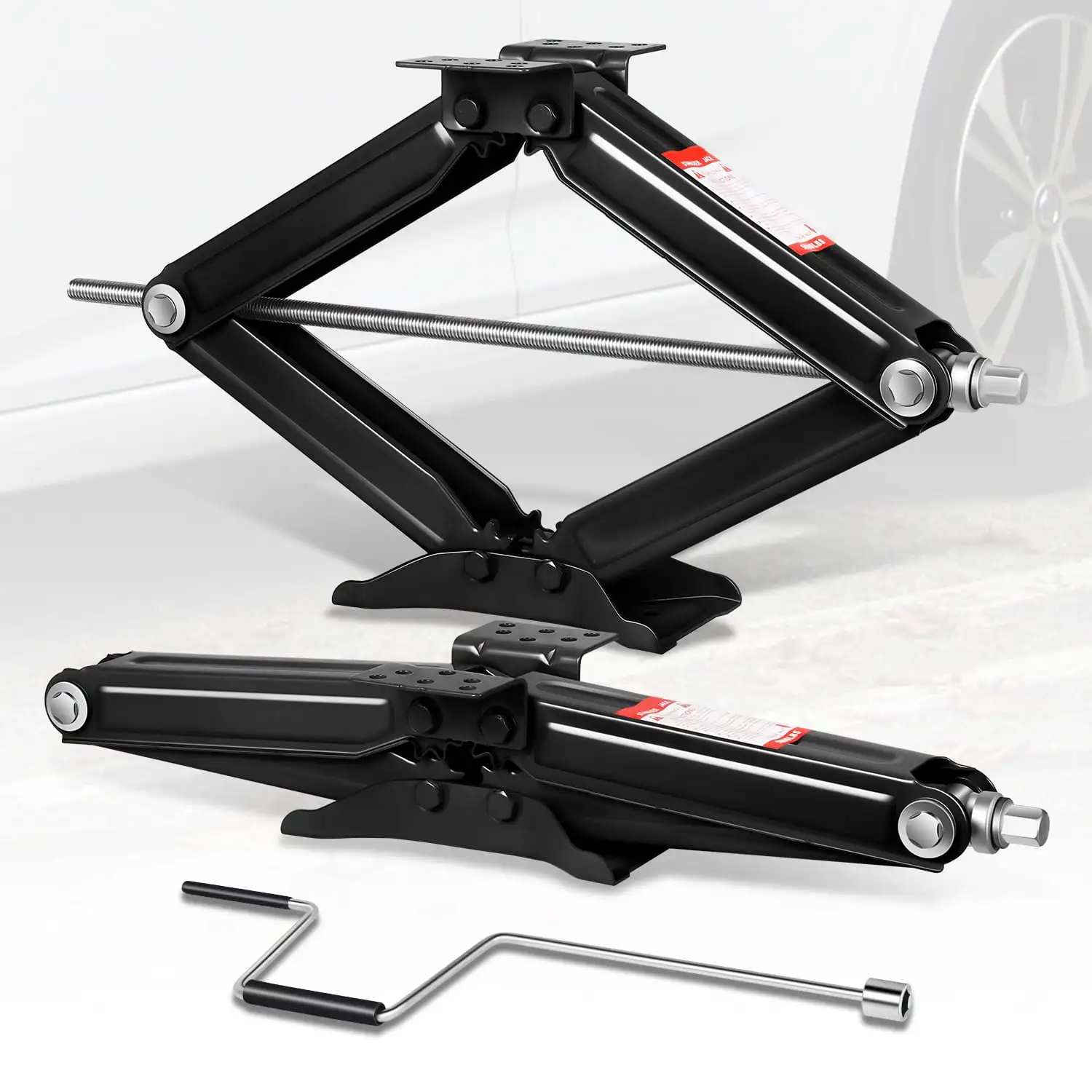 

Universal Pair 2.5 Ton (5000 lbs) RV Trailer Stablizing&Leveling Scissor Jacks With Crank Handle Black