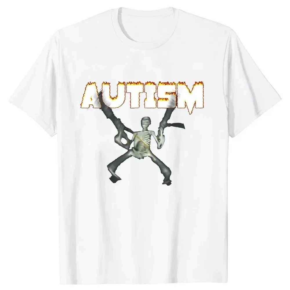 Retro Autism Skeleton Funny Men Women T-Shirt Neurodivergent Autism Awareness Support Graphic Tee Halloween Gifts Men Clothes