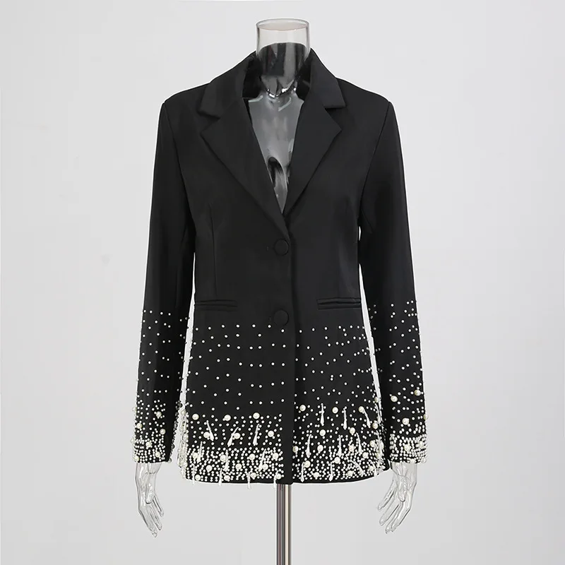 ZAMOR HIGH QUALITY European American Cross-Border Blazer 2026 Summer New High-End Pearl Decor Fashion Elegant Loose Jacket