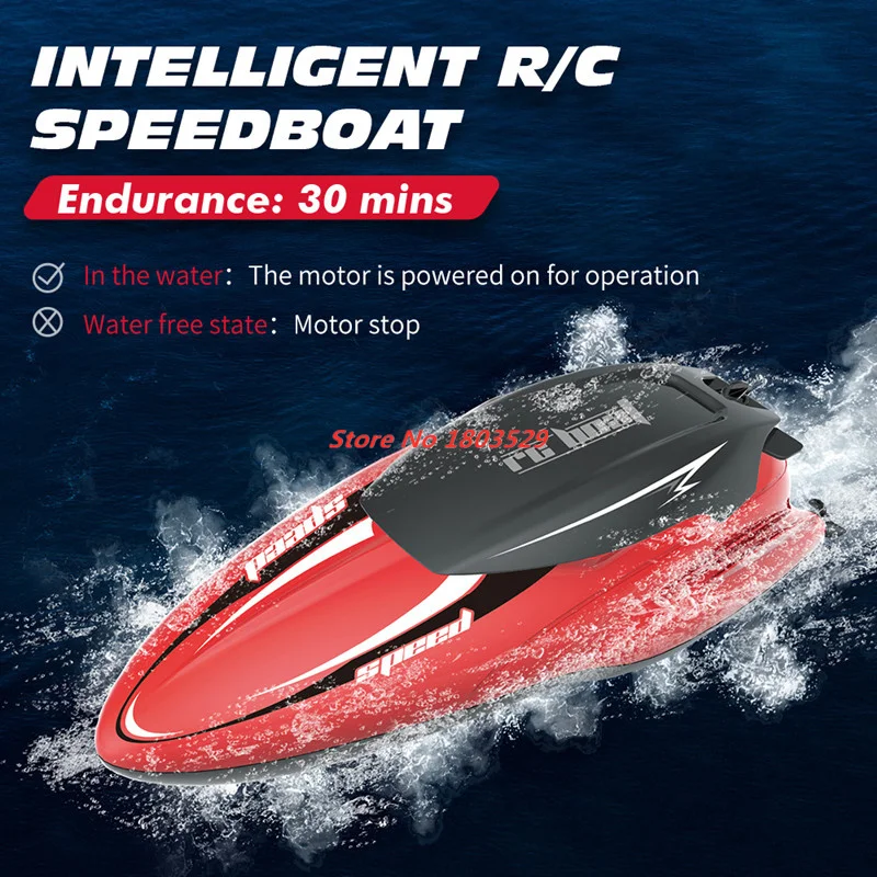 34CM High Speed RC Speedboat Waterproof Rechargeable Radio Control Racing Boat 2.4G 30Min Water Game Outdoor Boats Toy Boy Gift