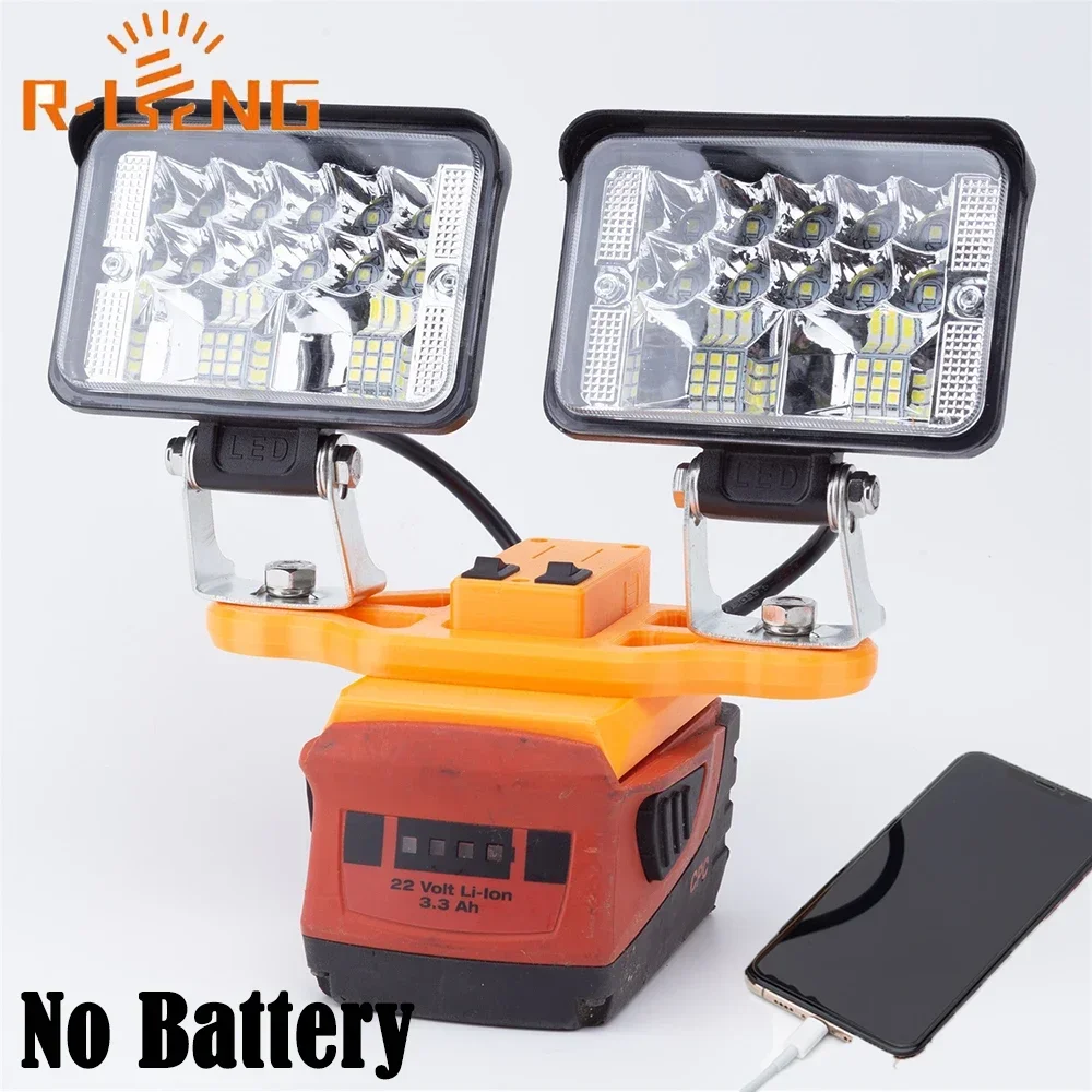 LED Work Light For Hilti B22 22V CPC Lithium Battery with USB Fast Charging Portable Light Travel and Fishing Lamp (NO Battery)