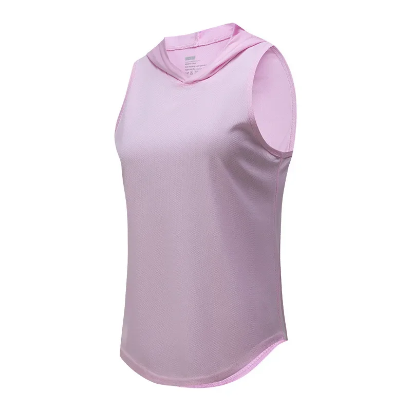 Canottiere con cappuccio da atletica senza maniche per le donne maratona estiva a lunga distanza Running Quick Dry Gym Vest Workout Yoga Ladies Top