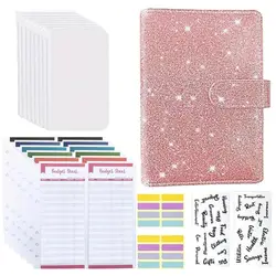 Cash Stuffing Savings Binder Book A6 PU Leather Budget Binder Notebook Cash Envelopes System Set With Binder Pockets