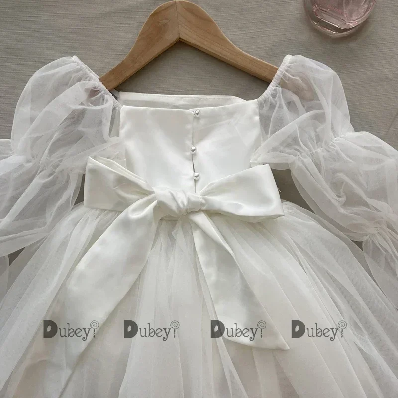 New Born Baby Girls Birthday Dress for Toddlers White Wedding Party Gown Baptism Ceremony Vestido for 3Y Infantil Clothing Kids