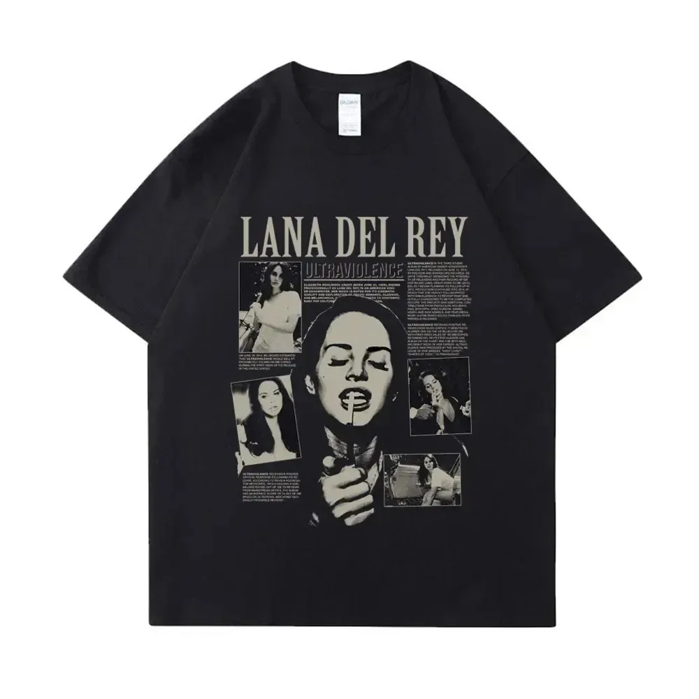 Singer Lana Del Rey T Shirt Music Album Trend T-shirt Men Women Cotton Short Sleeve Cotton Tshirt Tee Clothes Tops Gift for Fans