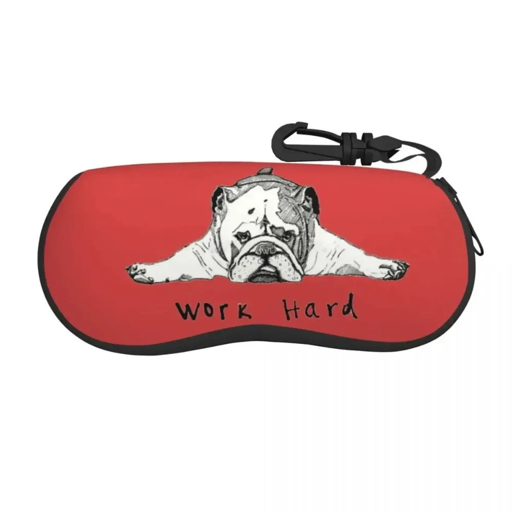 Funny French Bulldog Hard Work Shell Eyeglasses Case Women Men Cool Cute Dog Puppy Glasses Case Sunglasses Box Pouch