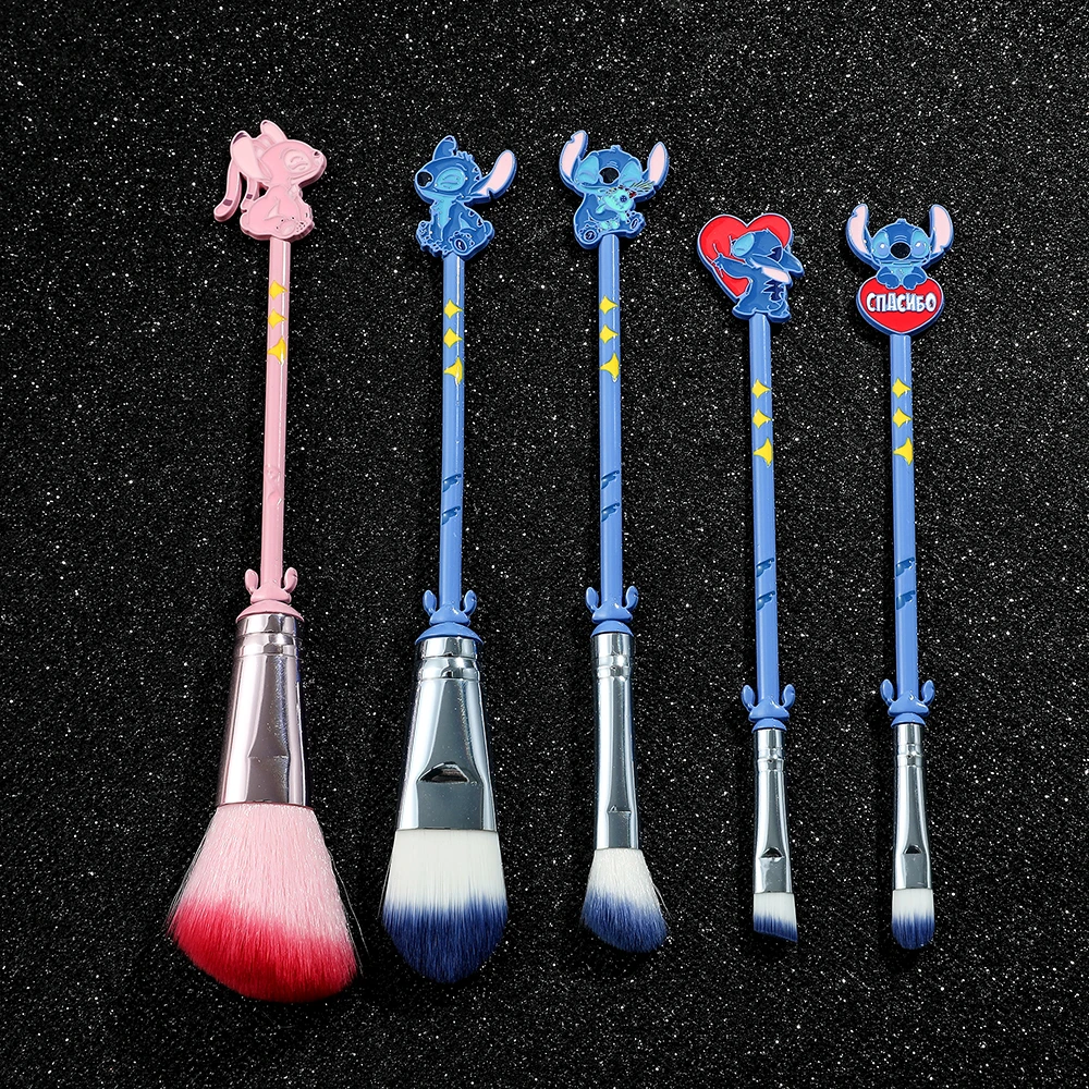 5pcs/Set Disney Lilo & Stitch Bright Foundation Concealer Vogue Eye Shadow Eye Brow Lip Makeup Brushes Makeup Brushes Set Gift