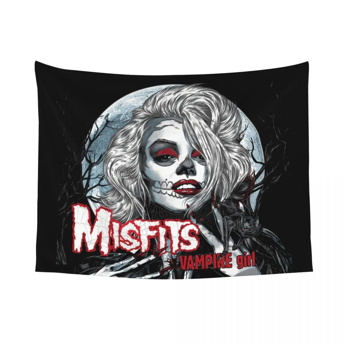 Custom Rock Punk Band Misfits Vampire Girl Tapestries for Bedroom Dorm Heavy Metal Hippie Wall Hanging Tapestry Home Decoration