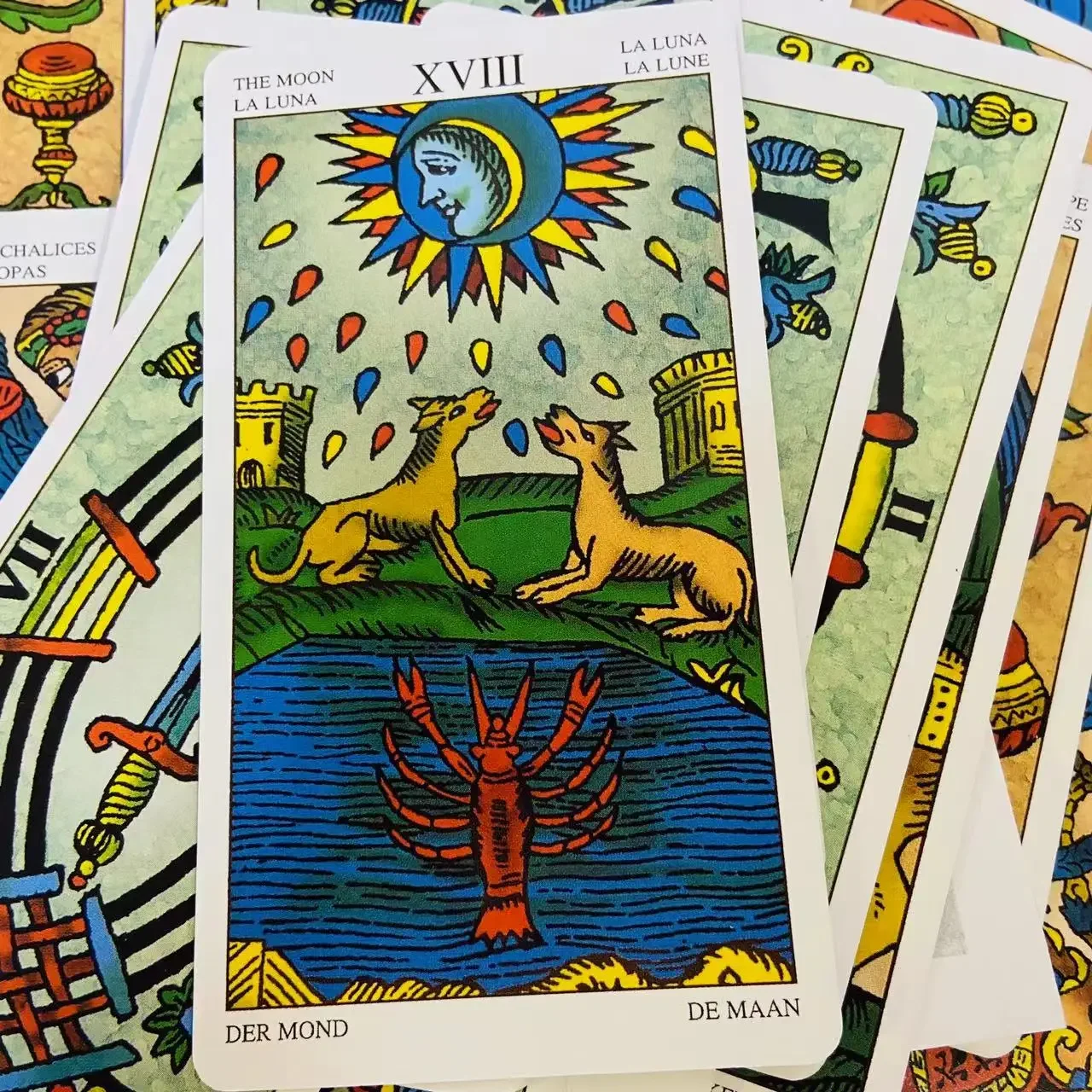Universal Tarot of Marseille Tarot Deck 78 Cards English Version Fate Divination Tarot Cards with Guidance Manual Board Games