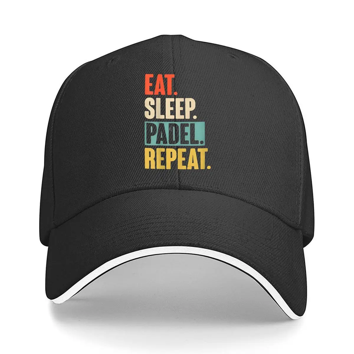 Eat Sleep Padel Repeat Slogan Sandwich Baseball Cap