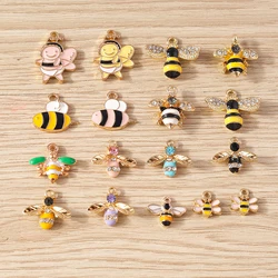 10pcs Cartoon Animal Charms Enamel Honey Bee Charms Pendants for Jewelry Making Earrings Necklace Bracelets DIY Crafts Supplies