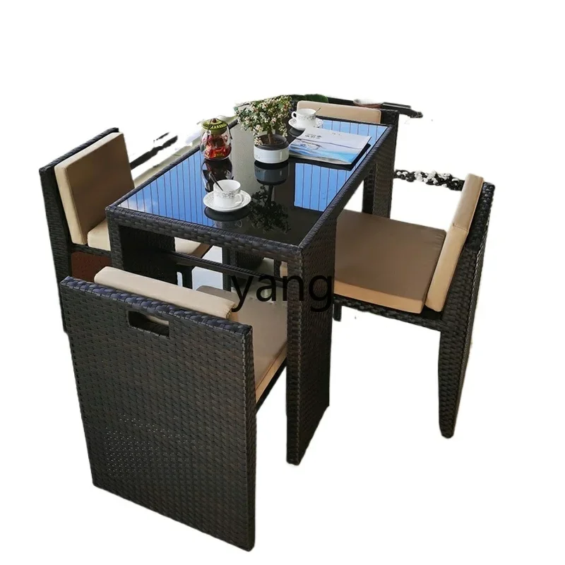 

Lmm outdoor Internet celebrity balcony small table and chairs one table and two chairs outdoor waterproof sunscreen rattan chair