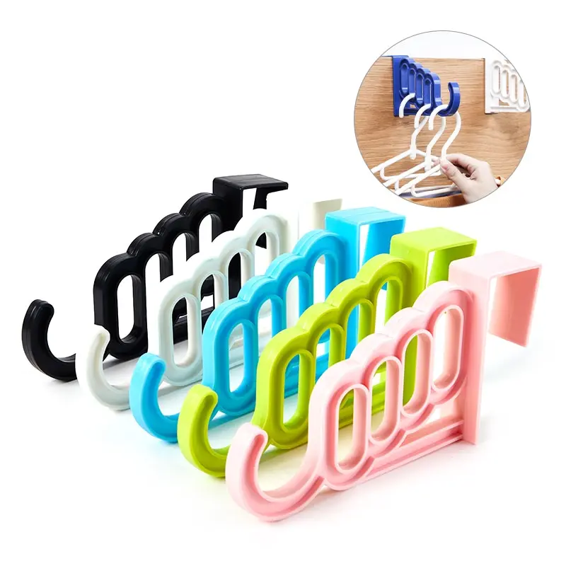 1pc Multi-Function Foldable Clothes Hanger Drying Rack 5 Hole Suit Bathroom Door Plastic Organizer Storage Rack Accessories