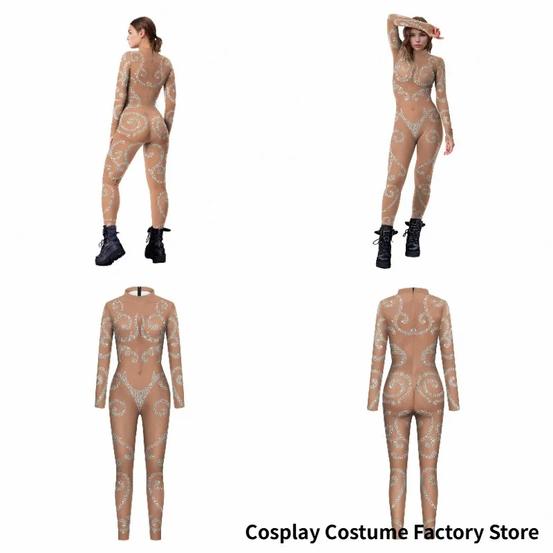 Sequin Pattern Cosplay Costume Sexy Zentai Suit Party Clothes School Performance Outfit Burning Man Festival Catsuit 2024