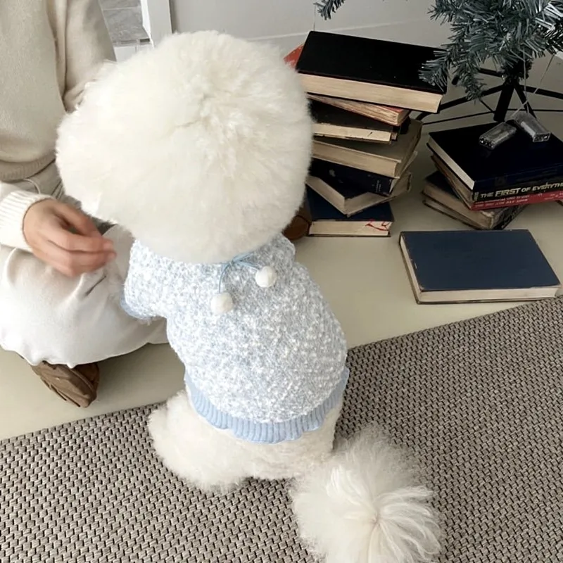 

Pet Warm Sweater Winter Dog Clothes Teddy Bichon Solid Colour Knit Sweater Pomeranian Schnauzer Two Legs Clothes