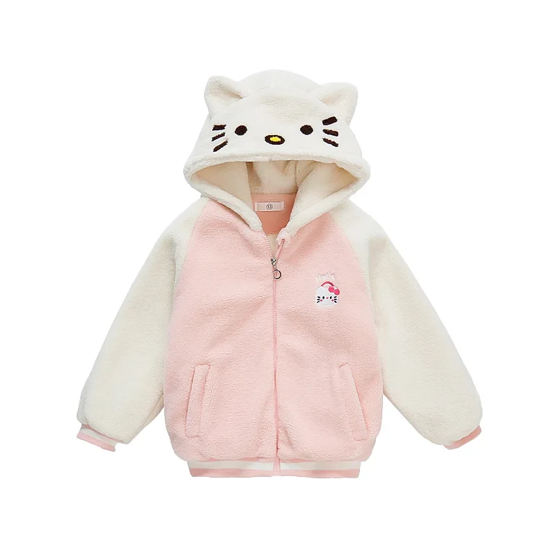 Girly Heart Hello Kitty Anime Kawaii Ins Fashion Lamb Wool Cashmere Coat Autumn Winter Cute Cartoon Children Thick Jacket Toys