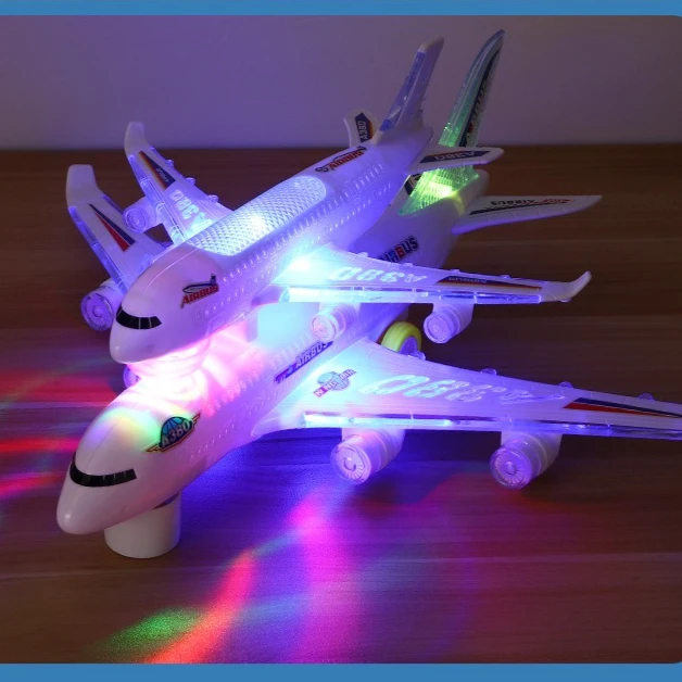 Jouet d'avion électronique avec musique, jouet d'avion lumineux, avion électrique détachable, pilote automatique, évitement automatique des obstacles