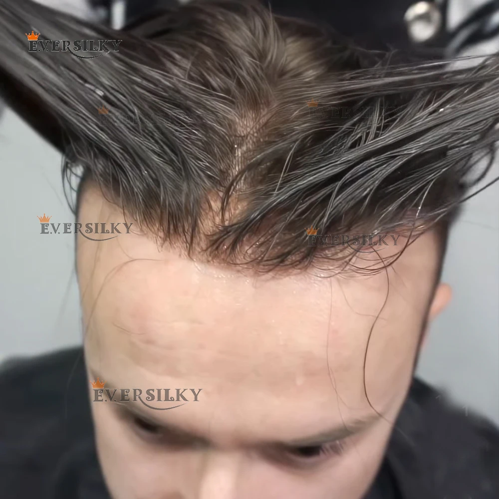 

Легкий вес, плотность 80% # Мужской парик-накладка из натуральных волос, 18 Ash Blonde, 0.02 мм, ультратонкая основа, невидимая линия роста волос, V-образная петля, серые волосы