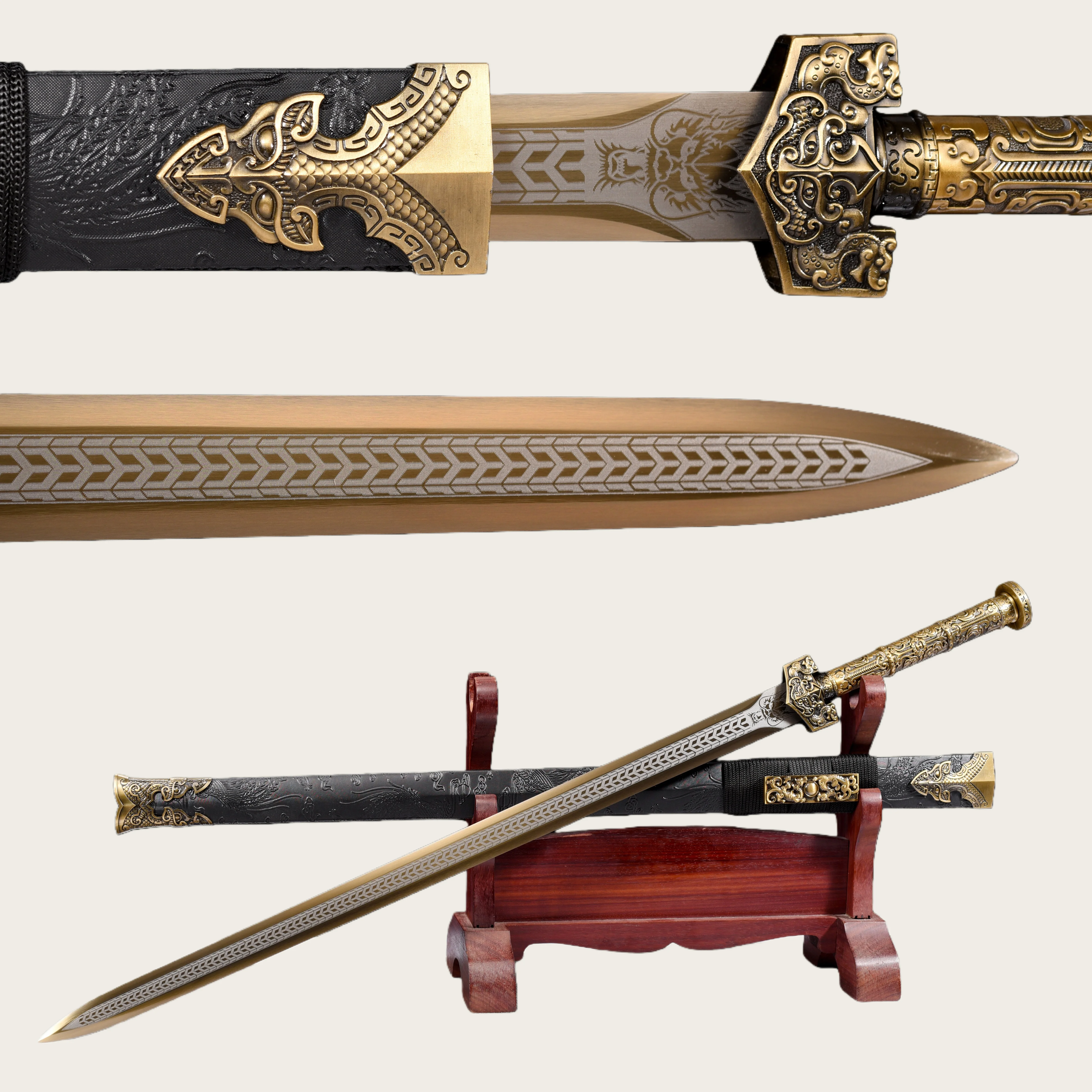103cm Medieval golden hero Templar Knight Sword Ninja Samurai Sword katana, not sharp, cosplay stage performance role-playing,