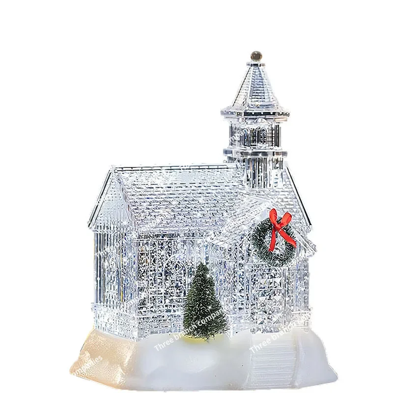 New Christmas Gift Luminous Resin House Ornament Cross-border Resin Music Box,