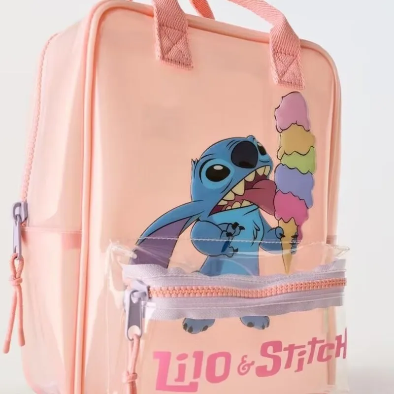 Disney New Cartoon Stitch Boys and Girls School Bags for The Fall School Season, Fashionable Jelly Orange Backpacks