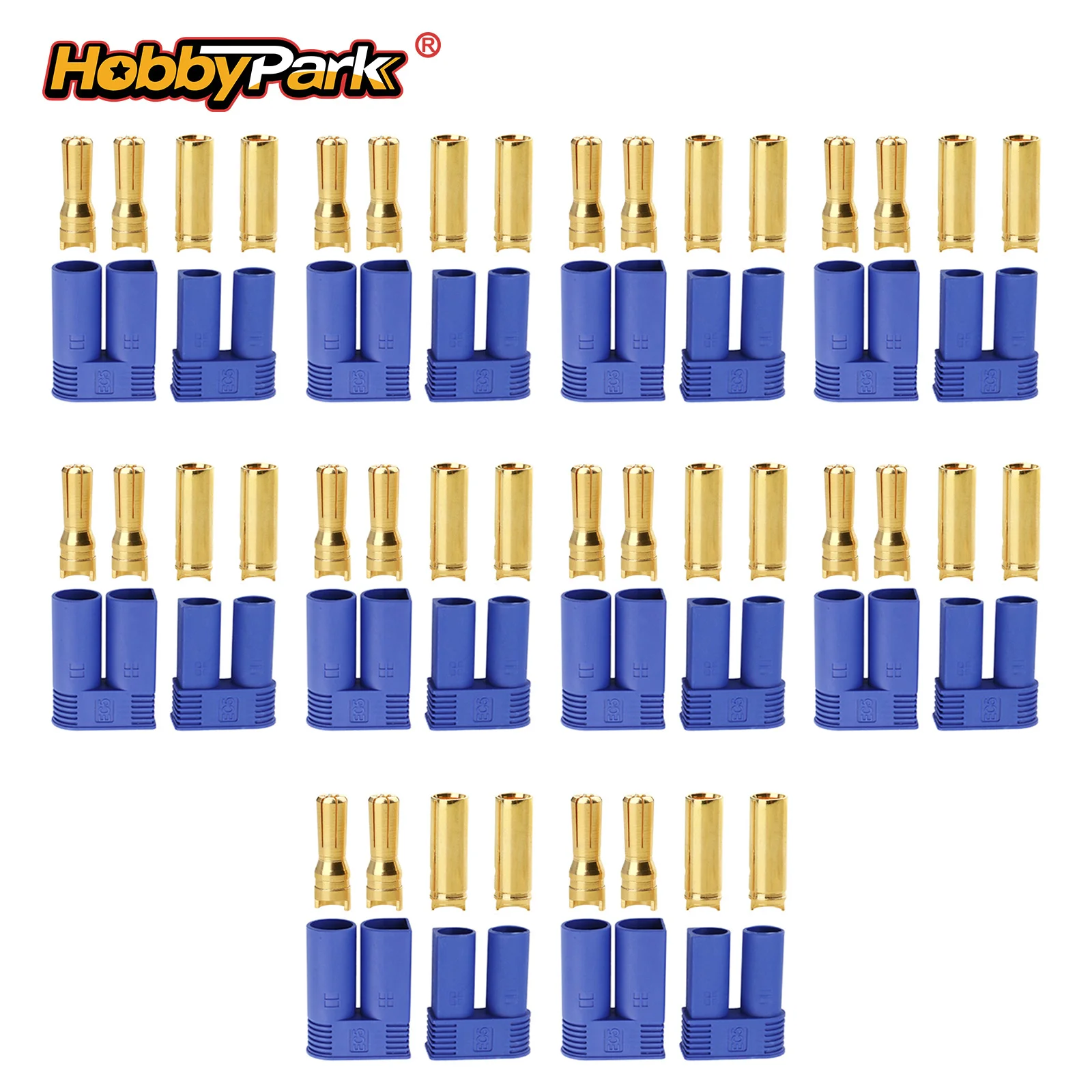 HobbyPark RC EC5 5,0 mm Bananenstecker, männliche und weibliche Steckverbinder für LiPo-Akku, ESC, elektrischer Motor, Kabelverbindung (10 Paar)