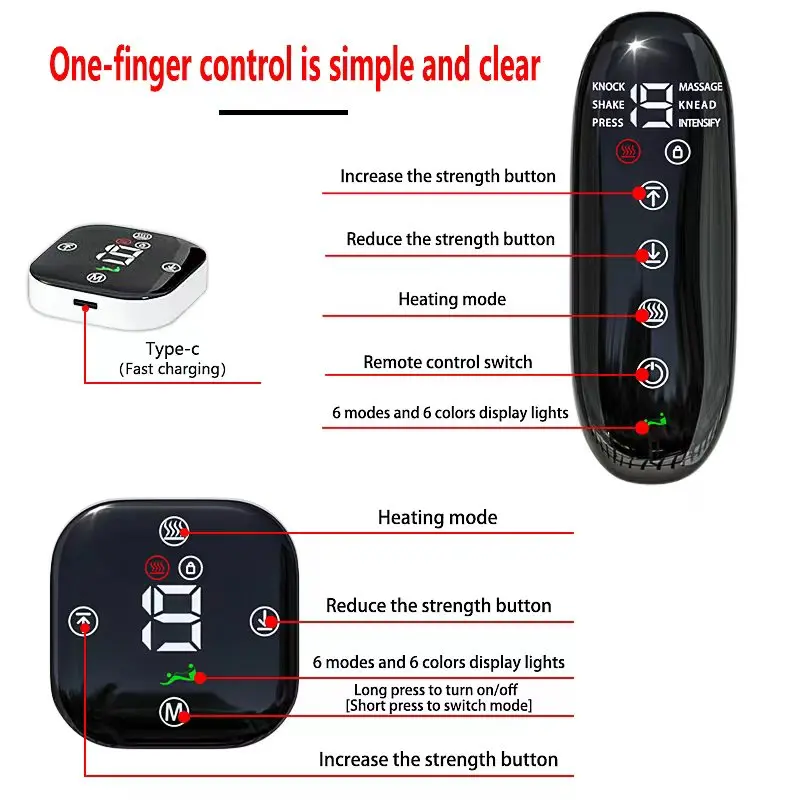 EMS intelligent Electric Massager For Hand And Leg Joint Meridians, 6-Mode Kneading, Warm sensation, Hot Compress Care Massager