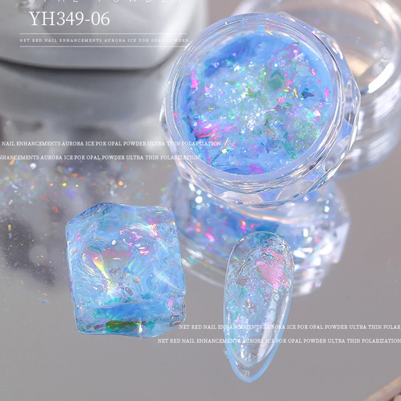 5Colors Aurora Opal 3D Nail Fakes Shiny Mermaid Irregular Broken Nail Glitter Sequins Yuki Chunky Aurora Polarized Sequins 0.5g