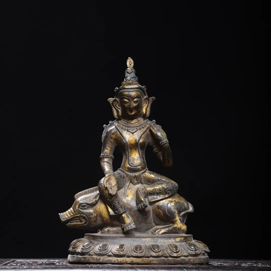 Religious bronze without gold Buddha statue height 27 cm wide 17 cm thick cm weight 2.1 kg CEOBAD