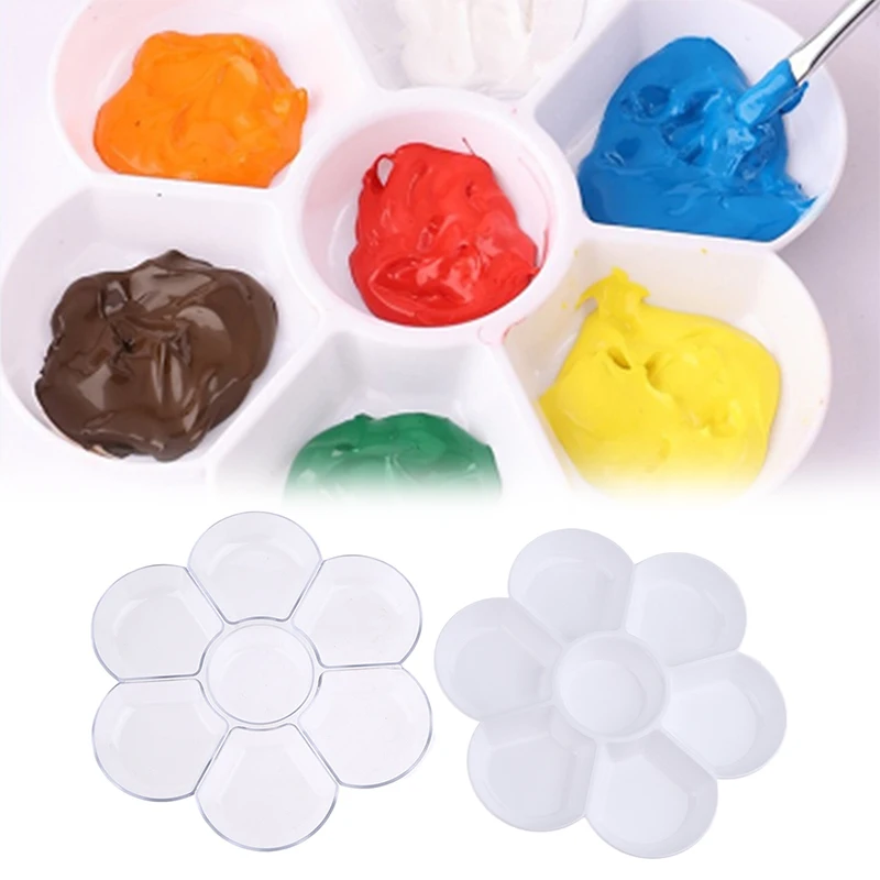 

1Pc Washable Watercolor Paint Palette Gouache Oil Painting Palette Plum Blossom Shape Painting Art Palette
