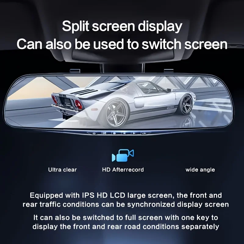 

Видеорегистратор с HD-камерой 1080P, 2,8-дюймовым ЖК-дисплеем и функцией зеркала заднего вида