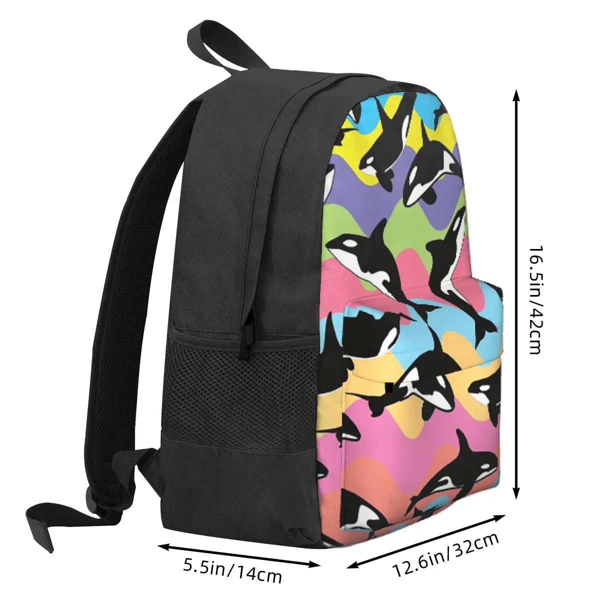 Orca Killer Whale Backpack Daypack Large Capacity Kids BookBag School Bag Shoulder Bags for Men Women