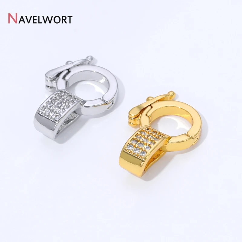 18K Gold Plated Brass Inlaid Zircon Pendant Holder Connector Clasps  Pendant Bail Clasps,For DIY Necklace Jewelry Making Finding - view 2
