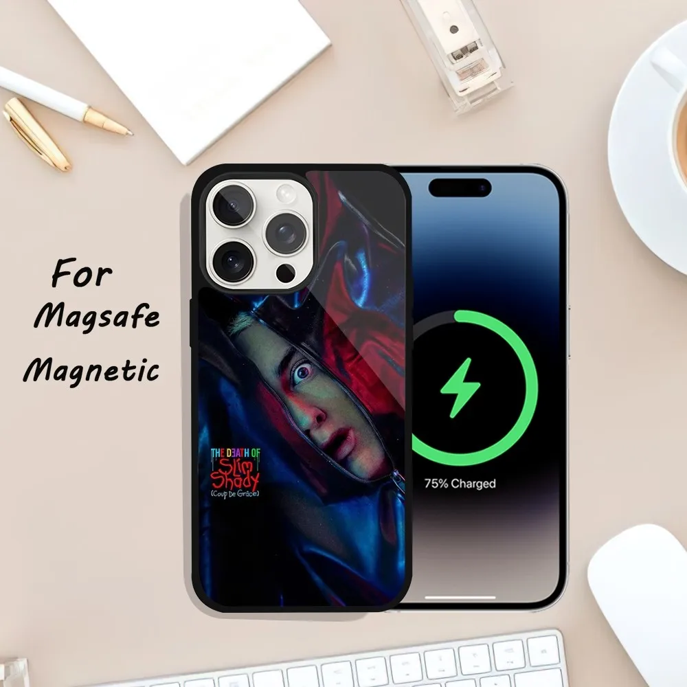 E-Eminem the death of slim shady Phone Case For iPhone 11 13 12 14 15 Plus Max Pro Magsafe Magnetic Wireless Charging shell