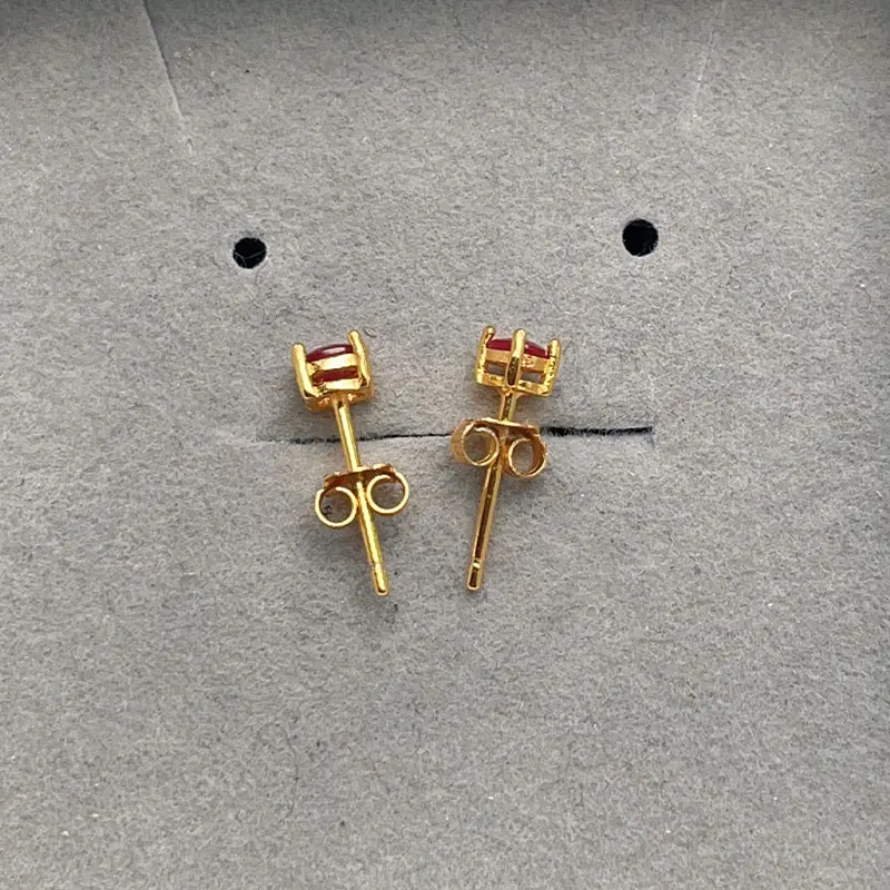CoLife Jewelry Classic Ruby Stud Earring for Office Woman Silver 0.6ct Natural Africa Ruby Stud Earrings 925 Silver Ruby Jewelry