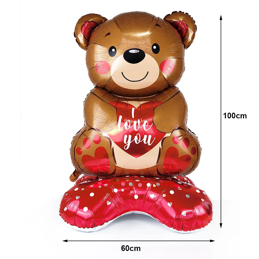 Giant Rose Valentine's Day Balloon Standing Teddy Bear Balloon Birthday Party Holidays Valentines Night Romantic Decorations